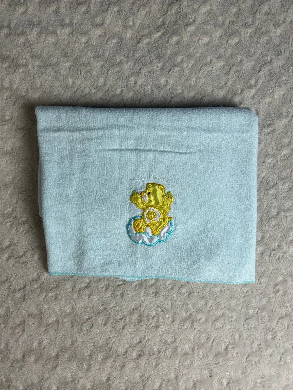 Care Bears Sweet Dreamer Blue Yellow Baby Receiving Blanket Flannel Sun Thin